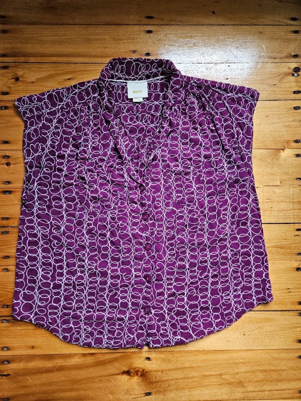 Anthropologie Maeve Raffine Cap Sleeve Plum Purple Top Size Medium